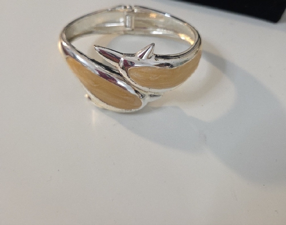 Sterling Silver Dolphin Hinge Cuff Bracelet | Designer Marine Jewelry.925